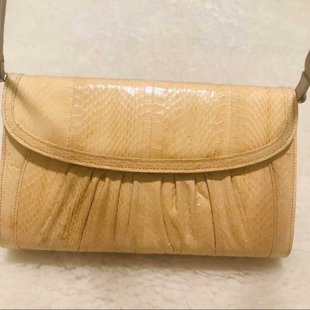 Vintage Snakeskin Leather Shoulders  Bag - Picture 7 of 15